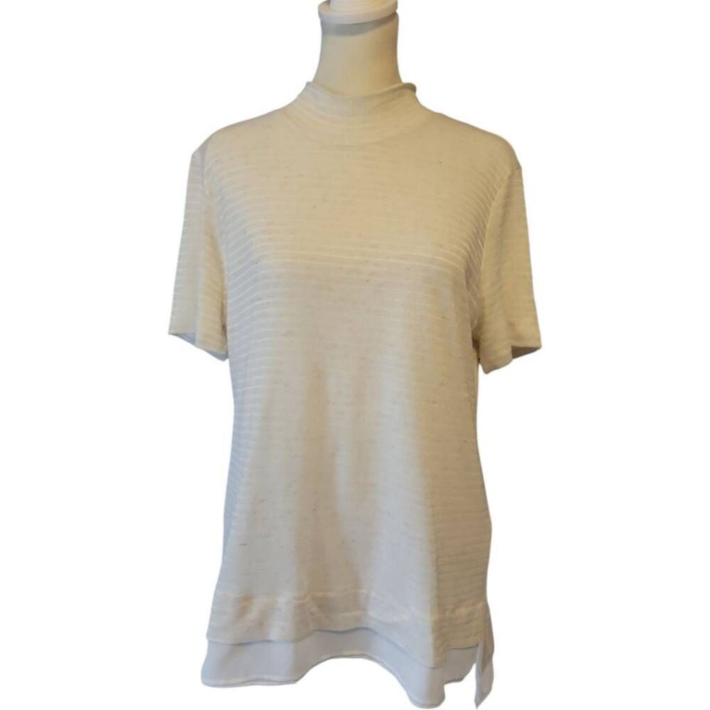 White House Black Market Mock Neck Women's Short-sleeve Top Size Large